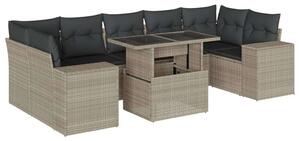 VidaXL Polyrattan Kerti Ülőgarnitúra - 8 részes - Világosszürke