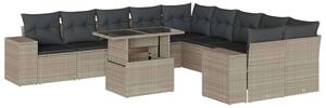 VidaXL Polyrattan Kerti Ülőgarnitúra - 11 részes - Világosszürke