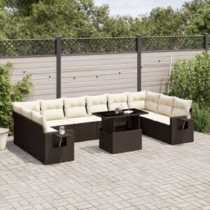 Polyrattan Kerti Ülőgarnitúra - 11 részes - Barna