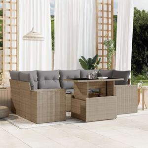 VidaXL Polyrattan Kerti Ülőgarnitúra - 7 részes - Bézs