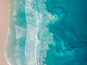 Fotográfia Drone image showing sediment swirling behind, Abstract Aerial Art