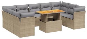 VidaXL Polyrattan Kerti Ülőgarnitúra - 10 részes - Bézs