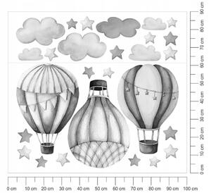 Gyerek falmatricák Baloons Grey 100x90 cm