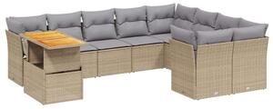 VidaXL Polyrattan Kerti Ülőgarnitúra - 10 részes - Bézs