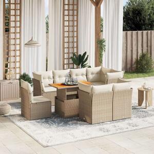 VidaXL Polyrattan Kerti Ülőgarnitúra - 9 részes - Bézs