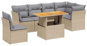 VidaXL Polyrattan Kerti Ülőgarnitúra - 7 részes - Bézs