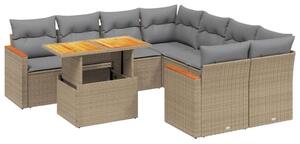 VidaXL Polyrattan Kerti Ülőgarnitúra - 9 részes - Bézs