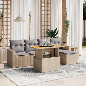 VidaXL Polyrattan Kerti Ülőgarnitúra - 6 részes - Bézs