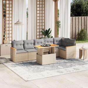 VidaXL Polyrattan Kerti Ülőgarnitúra - 7 részes - Bézs
