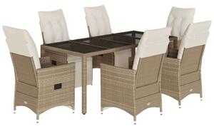 Polyrattan Kerti Bútor - 7 részes Bisztrókészlet - Bézs