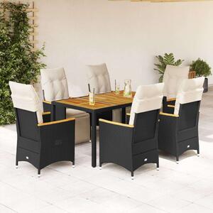 VidaXL - 7 Részes Kerti Bútor - Polyrattan - Fekete