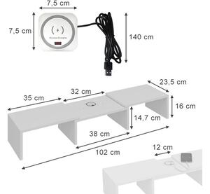 Vicco Halva monitor állvány – QI töltővel és USB csatlakozóval