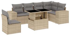 VidaXL Polyrattan Kerti Ülőgarnitúra - 7 részes - Bézs
