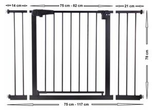 Gyermekrács lépcsőkhöz és ajtókhoz 75-117 cm Nyár XXL Szín: fekete