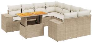 VidaXL Polyrattan Kerti Ülőgarnitúra - 9 részes - Bézs