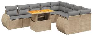 Polyrattan Kerti Ülőgarnitúra - 10 részes - Bézs