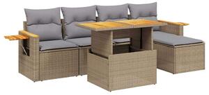 VidaXL Polyrattan Kerti Ülőgarnitúra - 6 részes - Bézs