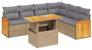 VidaXL Polyrattan Kerti Ülőgarnitúra - 7 részes - Bézs