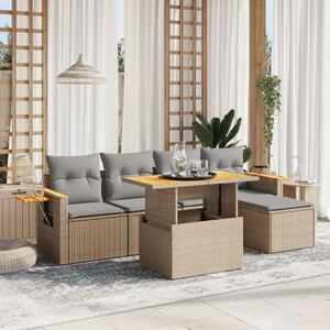 VidaXL Polyrattan Kerti Ülőgarnitúra - 6 részes - Bézs