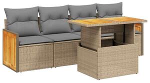 VidaXL 5 részes Polyrattan Kerti Ülőgarnitúra - Bézs