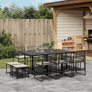 VidaXL Polyrattan Kerti Étkezőgarnitúra - 11 részes - Fekete
