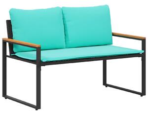 VidaXL pad párnával Fekete és Türkiz 115 x 65 x 72 cm Rattan