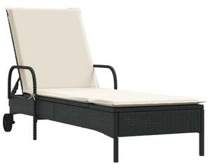 VidaXL Napozóágy - Polyrattan - Fekete - 200cm