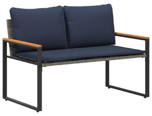 VidaXL pad párnával Szürke és sötétkék 115 x 65 x 72 cm Rattan