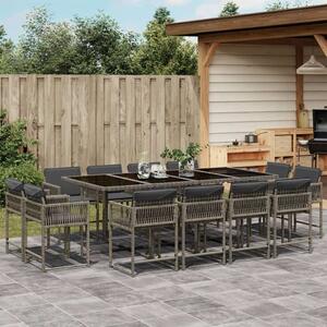 VidaXL 13 részes szürke polyrattan kerti ülőgarnitúra párnákkal