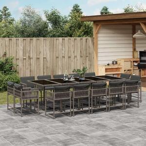 VidaXL Polyrattan Kerti Étkezőgarnitúra - 15 részes - Szürke