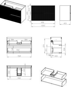 Elita Soho szekrény 100x45.3x63.5 cm Függesztett, mosdó alatti fekete 168746