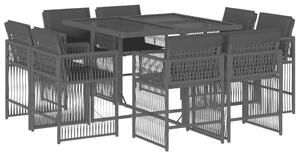 VidaXL Polyrattan Kerti Étkezőgarnitúra - 9 részes - Fekete