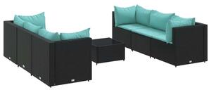 VidaXL Polyrattan Kerti Ülőgarnitúra - 7 részes - Fekete