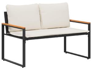 VidaXL pad párnával Fekete és krémfehér 115 x 65 x 72 cm Rattan