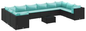 VidaXL Polyrattan Kerti Ülőgarnitúra - 11 részes - Fekete