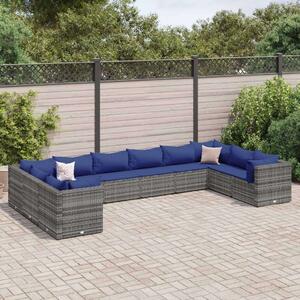 VidaXL Polyrattan Kerti Ülőgarnitúra - 10 részes - Szürke