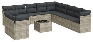 VidaXL Polyrattan Kerti Ülőgarnitúra - 12 részes, Világosszürke