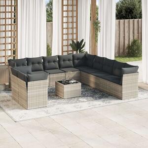 VidaXL Polyrattan Kerti Ülőgarnitúra - 12 részes, Világosszürke