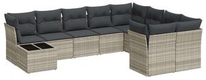 VidaXL Polyrattan Kerti Ülőgarnitúra - 10 részes - Világosszürke