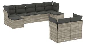VidaXL Polyrattan Kerti Ülőgarnitúra - 9 részes, Világosszürke