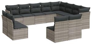 VidaXL Polyrattan Kerti Ülőgarnitúra - 12 részes - Világosszürke