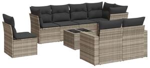 VidaXL Polyrattan Kerti Ülőgarnitúra - 9 részes, Világosszürke