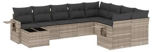 VidaXL Polyrattan Kerti Ülőgarnitúra - 10 részes, Világosszürke