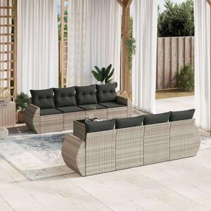 VidaXL Polyrattan Kerti Ülőgarnitúra - 9 részes - Világosszürke