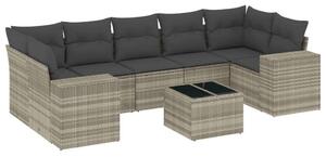 VidaXL Polyrattan Kerti Ülőgarnitúra - 8 részes - Világos Szürke