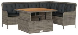VidaXL 2 részes szürke polyrattan kerti kanapészett párnákkal