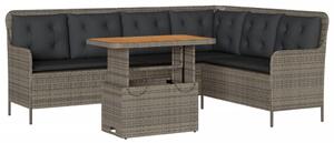 VidaXL 2 részes szürke polyrattan kerti kanapészett párnákkal