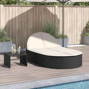 VidaXL Dupla Napozóágy - Fekete Polyrattan - 200cm