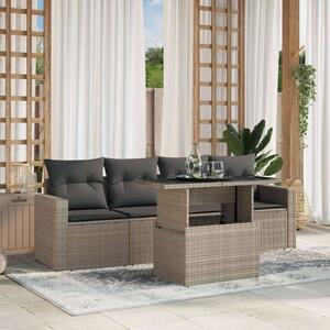 VidaXL Polyrattan Kerti Ülőgarnitúra - 5 részes - Világosszürke