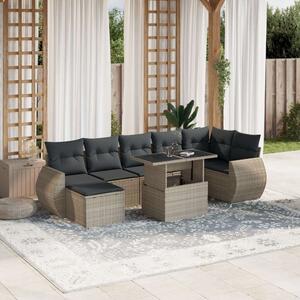 VidaXL Polyrattan Kerti Ülőgarnitúra - 8 részes, Világosszürke